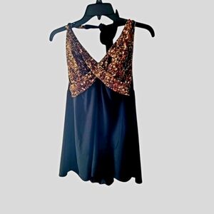 Merona Halter Swim Dress Brown Gold and Black Size 16W
